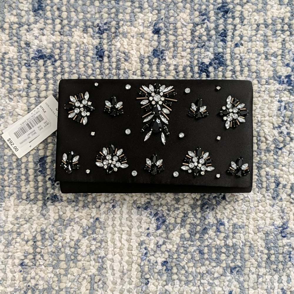 Adrianna Papell Black Envelope Clutch